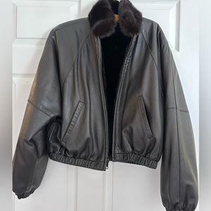 Vintage Reversible Leather and Fur Bomber Jacket
